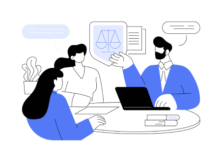 3人がミーティングをしている