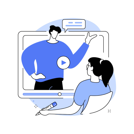 パソコンモニターを見ながらオンライン学習をする女性