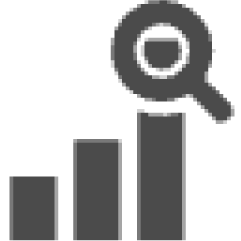 虫眼鏡と棒グラフのアイコン