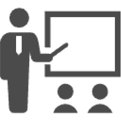 スクリーンを指し示しながら授業をしているアイコン